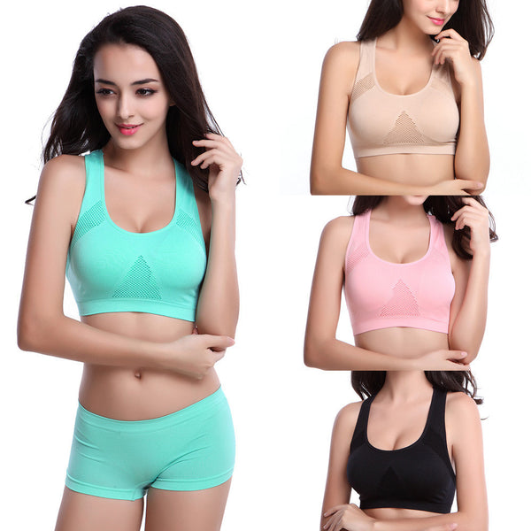 Women Sports Crop Bra Fitness Stretch Tank Seamless Racerback Breathable Tops Hot L34