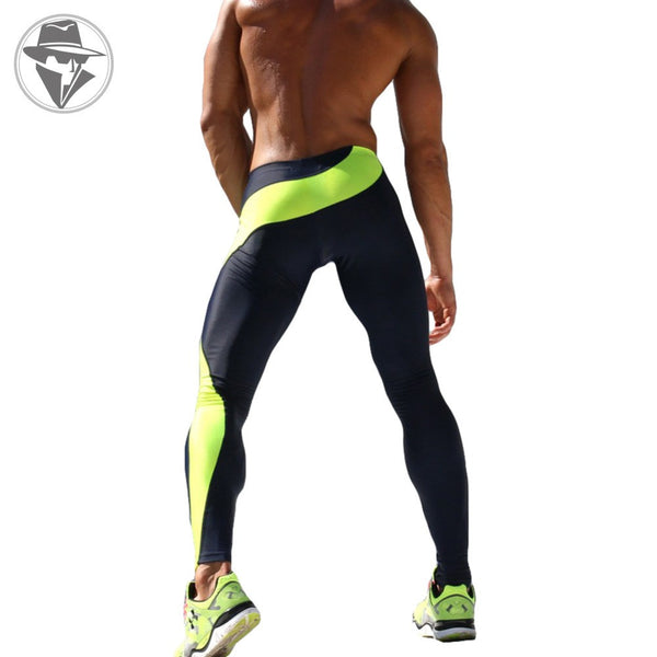 2015 New Athletic Men's Fitness Tights High Quality Aqux Men Slim Fitted Running Yogo Pants Full Length Stretch Sweatpants AQ017