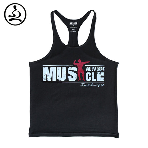 Gym Tank Top Mens Bodybuilding Stringer Gym Vest Fitness Muscle Shirt 100% Cotton Sleeveless Tops Gym-clothing Debardeur Homme